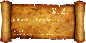 Wehofer Levente névjegykártya